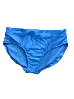 Time & True Womens Blue High-Waisted Bikini Bottoms 2X (20W-22W) Nylon/Spandex B